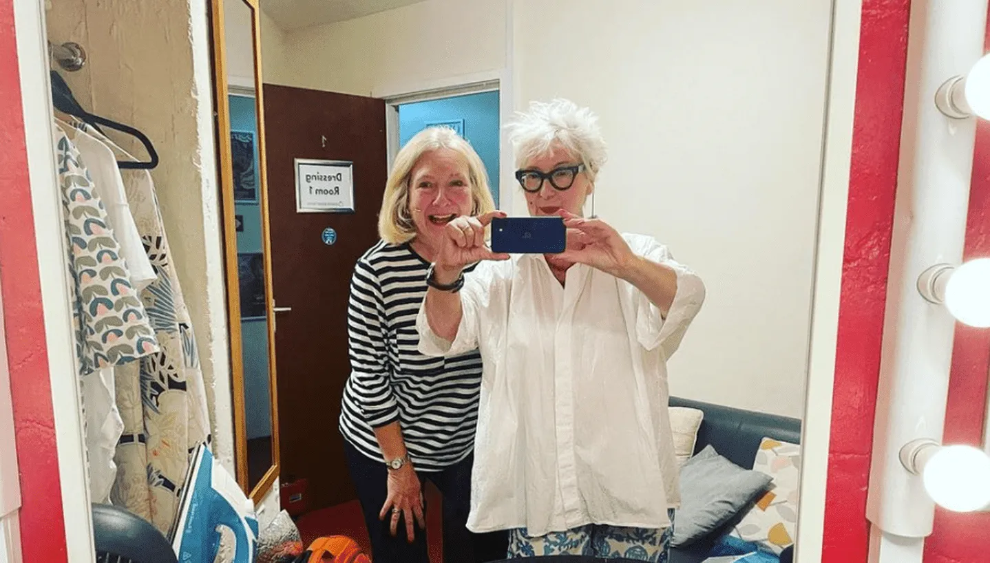 Jenny Eclair and Judith Holder taking a selfie